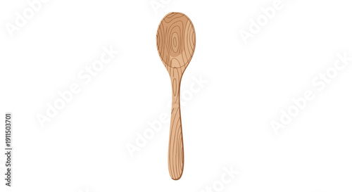 A beautifully rendered rustic wooden kitchen utensil illustration featuring intricate wood grain details, perfect for culinary and home decor themes