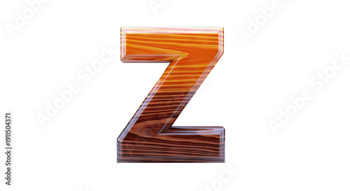 3D Wooden Letter Z with Glossy Finish