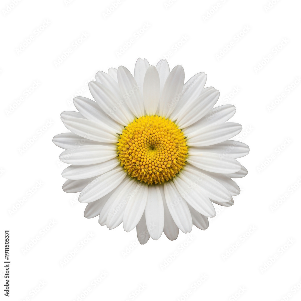 Fototapeta premium A close-up view of a delicate white daisy with a vibrant yellow center isolated on transparent background