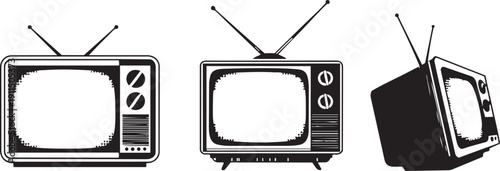 Vintage television sets with antennas, old TV models, retro TVs, classic television designs, nostalgic TV sets, antique television equipment