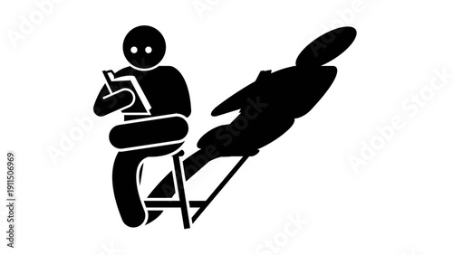 Person Reading a Book with a Large Scary Shadow Behind