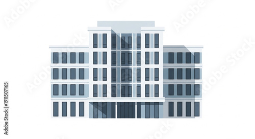 Modern Office Building Exterior with Glass Windows.