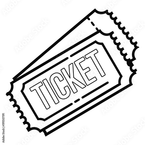 Two tickets with TICKET text on white background  illustration icon