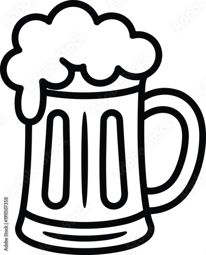 Beer Mug Overflowing with Foam Line Art Icon