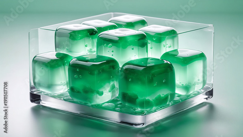 Frozen whispers of a digital ocean captured in emerald geometry