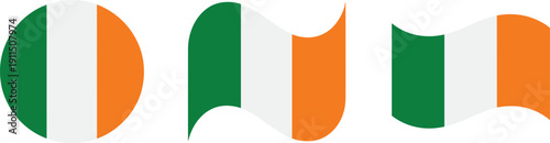 Indian Flag Elements Waving and Circular Shapes on White Background Stock Media