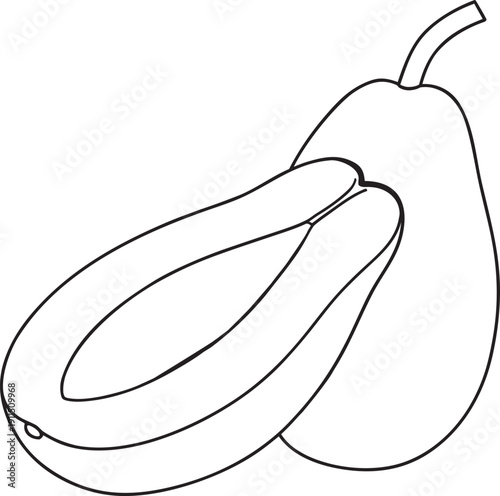 Papaya vector icon,  papaya fruit in various styles silhouette illustration on white background