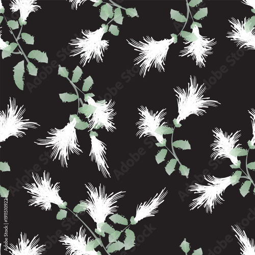 Tableau sur toile Vector seamless pattern design, flowers Illustration brush style, editable file in eps