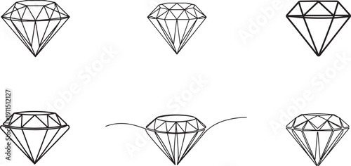 Set of diamond stone one continuous line drawing, for investment and business purposes.one line icon illustration with white background