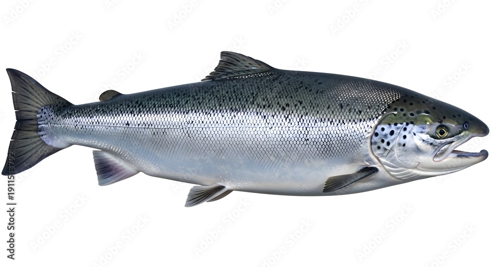 Obraz premium Realistic illustration of a salmon fish on white background