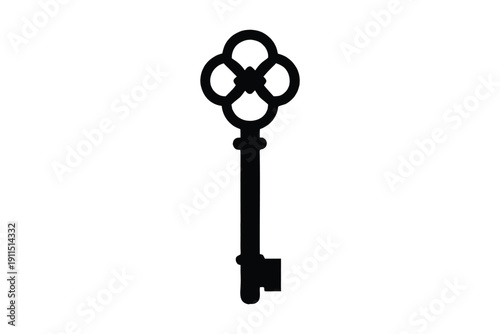 key silhouette vector, skeleton key, old vintage key silhouette vector