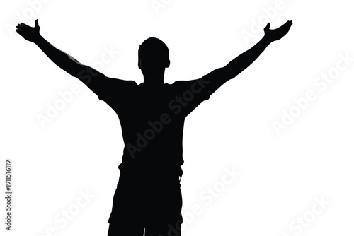 Man Silhouette, Arms Raised Gesture