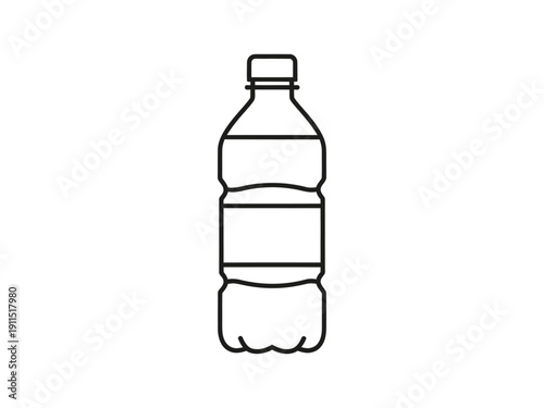 Outline of a plastic water bottle with a label area, suitable for beverage, hydration, and product design concepts.