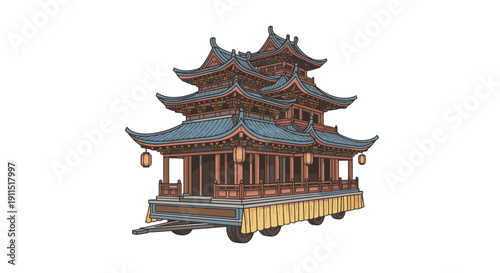 Traditional Chinese Pagoda Style House Model.