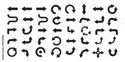 Set of black arrows icons. collection of web symbols for business and technology design element