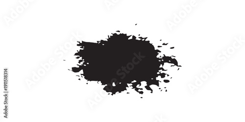 Abstract black ink splash or blot isolated on white background.