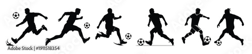 soccer player silhouette vector clipart bundle black