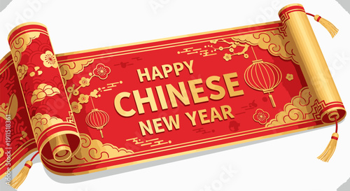 Happy Chinese New Year Red Banner.