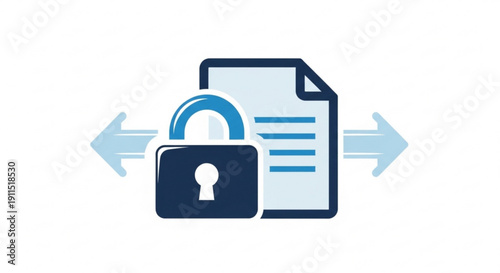 Secure document encryption with padlock and file icon symbolizing data protection and privacy