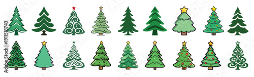 set of christmas tree vector bundle christmas trees black 