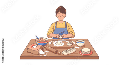 Young Baker Preparing Dough and Pastry.