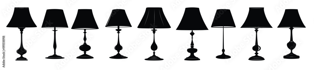 Obraz premium table lamp silhouette clipart set