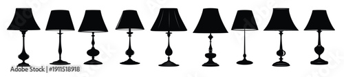 table lamp silhouette clipart set