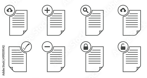  set of isolated icons on a theme documents