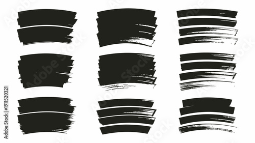 Abstract arrangement of bold black brushstrokes on a white background creating a dynamic and textured visual pattern high quality professional detailed modern elegant stylish clean crisp