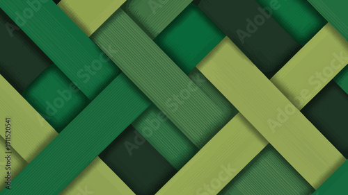 An abstract background features overlapping rectangular layers in varying shades of green creating a woven or layered effect high quality professional detailed modern elegant stylish clean