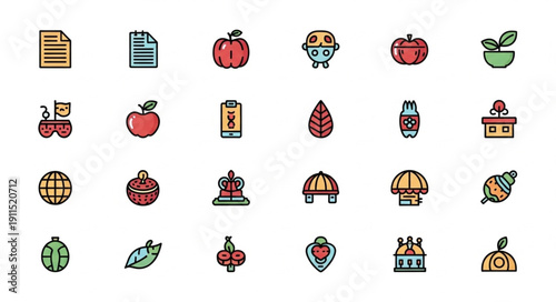 Collection of assorted flat design icons representing various concepts.