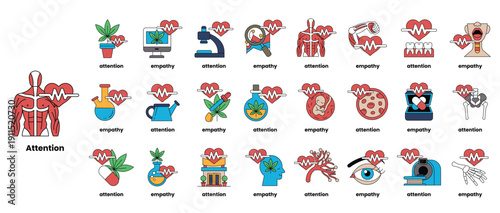 The image is a collection of heart-shaped icons that represent various emotions