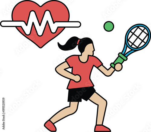 A woman is playing tennis and the image is about the importance of exercise