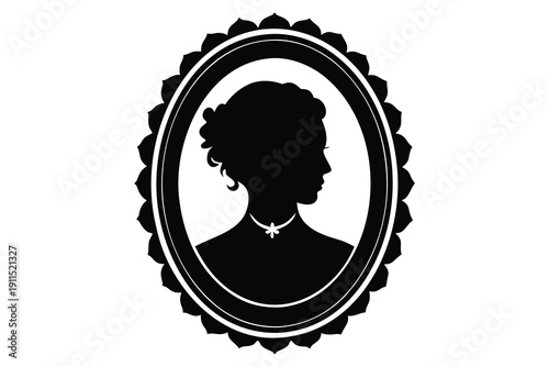 Silhouette, Elegant Woman Portrait in Frame