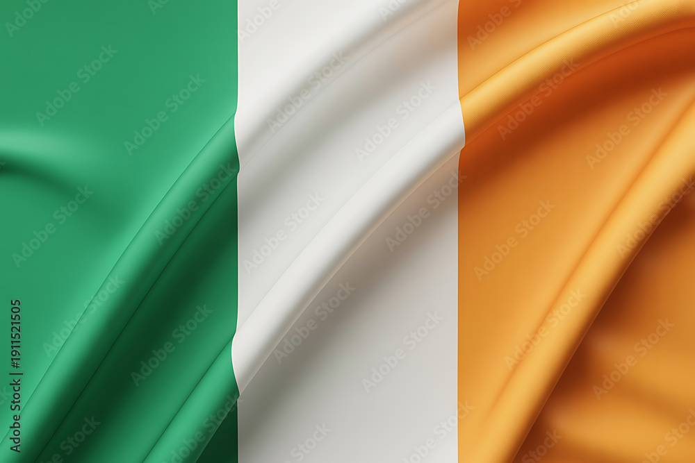 Obraz premium Waving Irish Flag Fabric Texture for Background Design