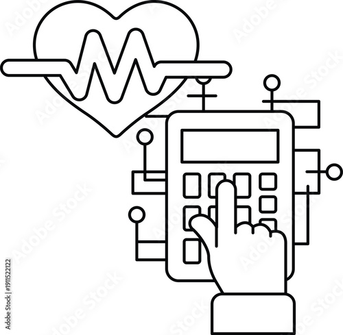A robot is pressing a button on a calculator