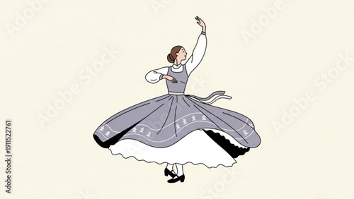Vector illustration of a beautiful cartoon woman dancer wearing a pink ballet tutu and fashion dress like a fairy princess or queen