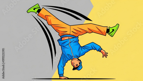 A cartoon illustration of a superhero boy and athletic woman jumping and kicking a soccer ball like a basketball player in a green vector sports drawing