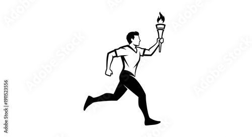 Torchbearer on a Quest: An athlete sprints with a blazing torch held high, symbolizing dedication, passion, and the pursuit of victory. Embodying strength, determination.