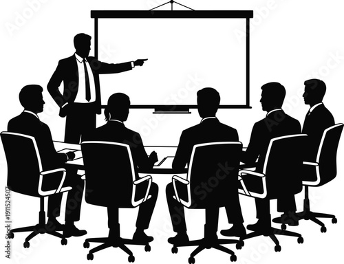 Business meeting with presentation and participants in office chairs