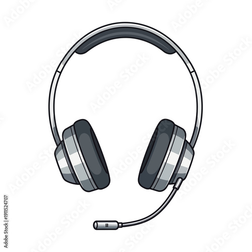 Black and Silver Headphones with Microphone.