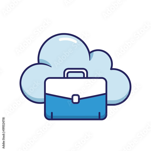 Blue Briefcase with White Flap and Handle.