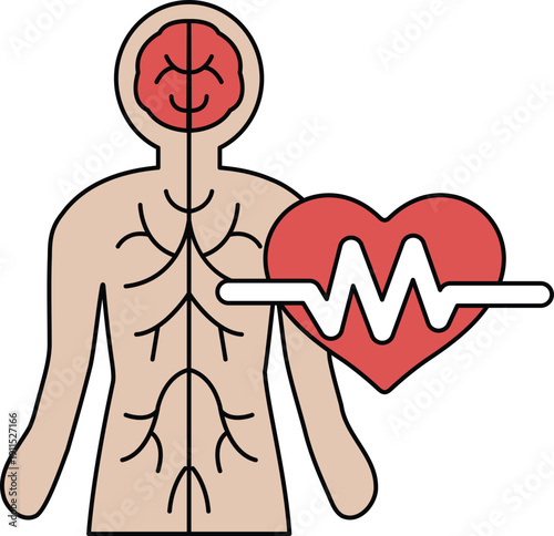 A person with a heart and veins is holding a heart monitor