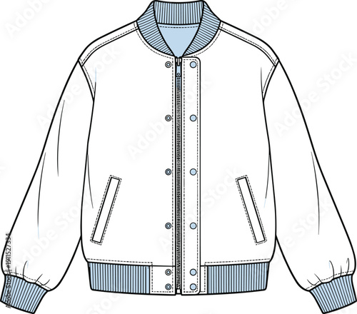 A-line skirt technical drawing vector, front and back view with button fly, waistband, and seam details