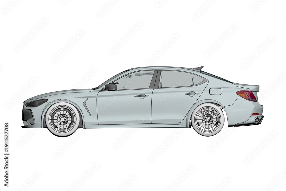 Fototapeta premium car isolated on white background, 3d illustration, cg render 