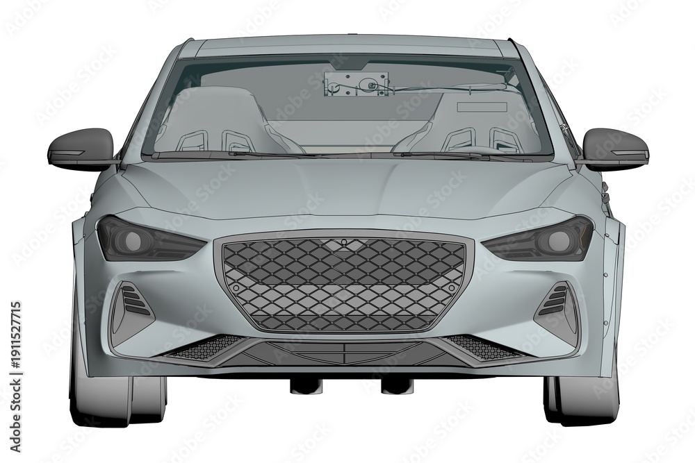 Fototapeta premium car isolated on white background, 3d illustration, cg render 