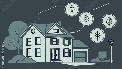 Eco-Friendly Residence: A charming home is connected to nature, symbolizing sustainable living and environmental consciousness. Depicting a clean, green, and eco-friendly residence.