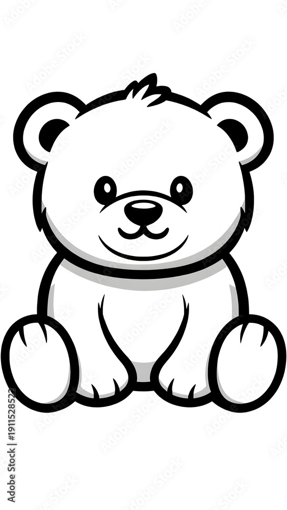Obraz premium Cute Teddy Bear Line Art – Adorable Cartoon Bear Coloring Page for