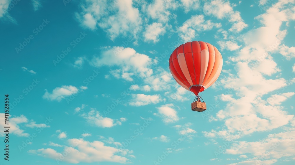 Fototapeta premium A Box flying on a parachute with pink cloud,vector illustration of package flying down from sky and cloud with parachute, concept for delivery service,shopping online,air delivery service.