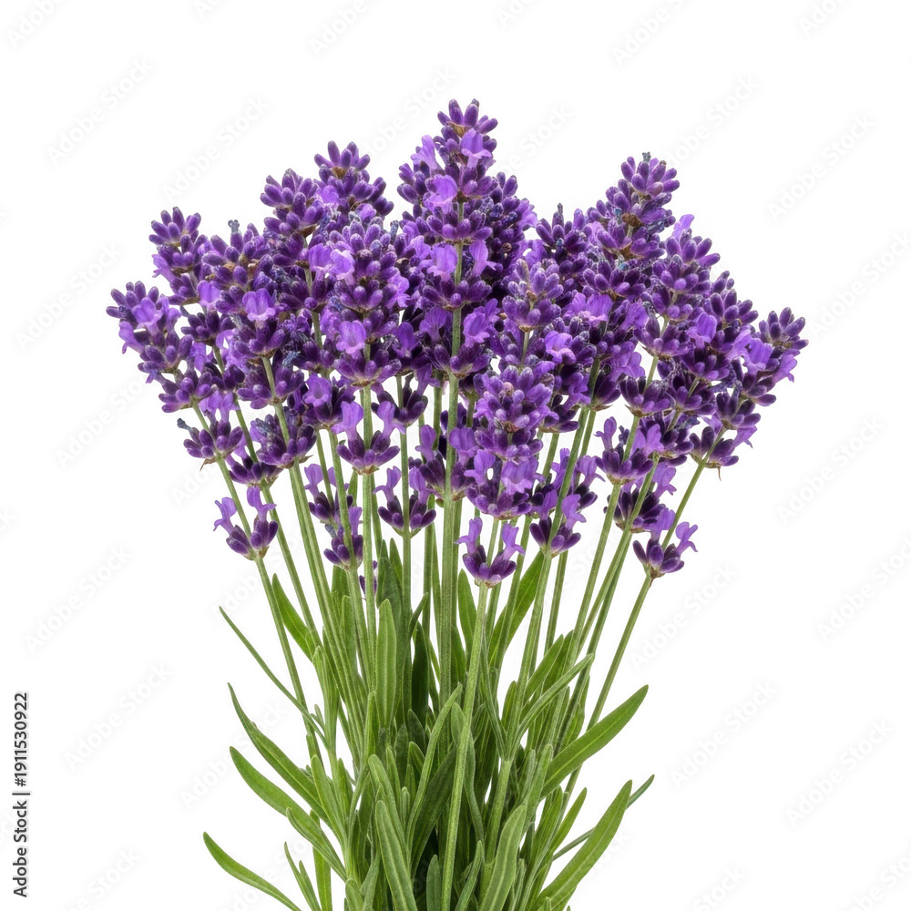 Obraz premium A vibrant bouquet of purple lavender flowers in full bloom isolated on transparent background